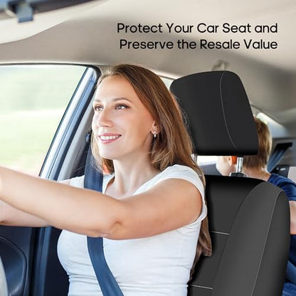 FH Group Car Seat Covers Full Set Neoprene - Universal Fit, Automotive Low Back Front Seat Covers, Airbag Compatible, Split Bench Rear Seat, Washable Seat Cover for SUV, Sedan Black