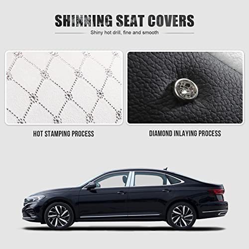 Front Seat Covers for Women Waterproof Leather with Bling Diamond Universal Fit Toyota Sienna Rav4 Honda Hyundai Elantra Ford Escape Edge Jeep Acura Passat (2PCS Front, Black) - color: 2 PCS Front/Black-Sparkly