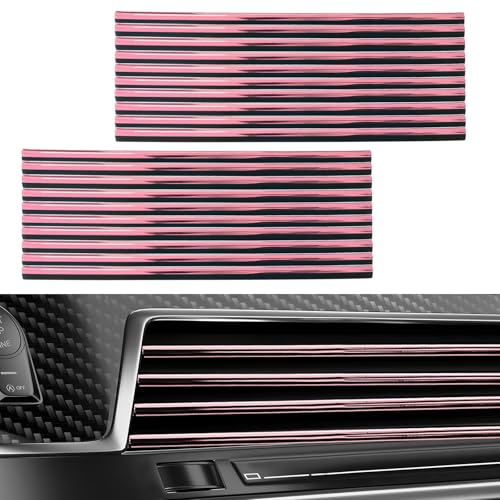 20 PCS Car Air Conditioner Decoration Strips, Waterproof Straight Air Vent Outlet Decorative Trim, Bendable Vent Strip Interior Decor for Most Vehicles, Car Accessories (Pink) - color: Pink