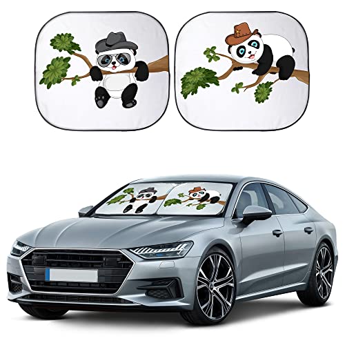 EcoNour Windshield Sun Shade Cartoon Funny Medium Size (31" L x 28" W), Printed Car Sunshade Foldable, 240T Polyester Blocks Heat and UV Rays for Front Window Protection - size: Medium-Grey