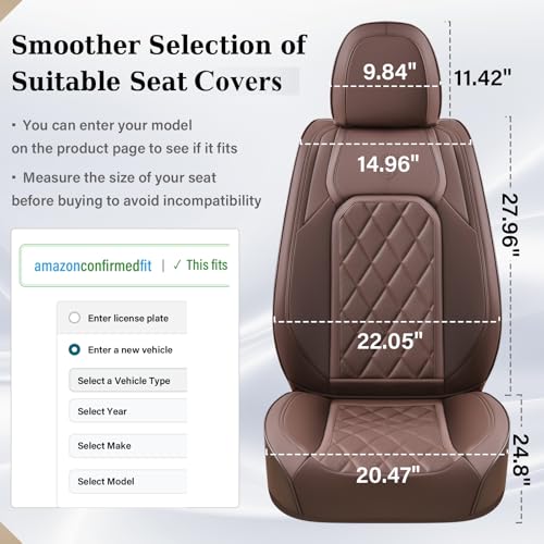 Coverado Car Seat Covers Full Set, Luxury Faux Leather Waterproof Seat Cover, Front and Back Car Seat Protector, Universal 5 Seat Leather Seat Cushion, Carseat Cover Fit Most Cars, Coffee - color: A-Coffee, size: Full Set