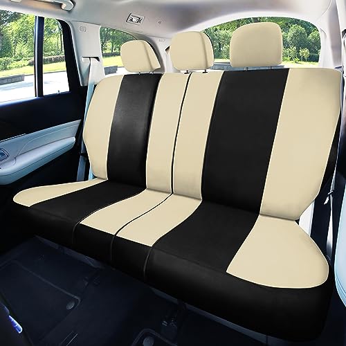 FH Group Car Seat Covers Full Set Cloth - Universal Fit, Automotive Seat Covers, Low Back Front Seat Covers, Airbag Compatible, Split Bench Rear Seat, Car Seat Cover for SUV, Sedan, Van Beige - color: Beige, style: Full Set