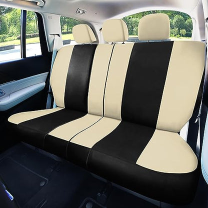 FH Group Car Seat Covers Full Set Cloth - Universal Fit, Automotive Seat Covers, Low Back Front Seat Covers, Airbag Compatible, Split Bench Rear Seat, Car Seat Cover for SUV, Sedan, Van Beige - color: Beige, style: Full Set