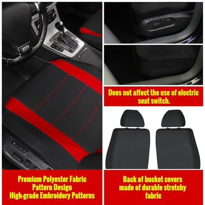 AUTOYOUTH Auto Car Front Seat Covers Bucket Seat Cover Automotive Universal Fit for Car Auto Parts Airbag Compatible- Red - color: Red