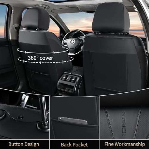 Leather Automotive Seat Covers, Waterproof Seat Covers, Black Front Car Seat Cover, Full Coverage Car Seat Covers 2 Pack Car Seat Cushion Protector Universal Fit for Most Cars SUV Trucks