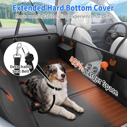 Back Seat Extender,Dog Car Seat Cover with Hard Bottom,Waterproof Dog Hammock for Car Pet Backseat Protector,Anti Scratch, Easy to Clean Holds 400lbs (Hammock with Bed Mat) - size: Cover with Mat