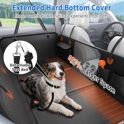 Back Seat Extender,Dog Car Seat Cover with Hard Bottom,Waterproof Dog Hammock for Car Pet Backseat Protector,Anti Scratch, Easy to Clean Holds 400lbs (Hammock with Bed Mat) - size: Cover with Mat