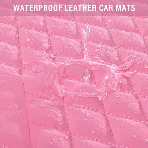 CAR PASS Bling Leather Car Mats Shining Diamond Floor Mats Crystal Rhinestones Sparkly Glitter Carpet Anti-Slip Waterproof Pad Universal Fit for Automotive SUV, Sedan, Van, 5pcs for Girl Women Pink - color: Pink Leather Diamond