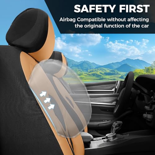 Car Seat Covers Front Seat, Universal Seat Cover 2 Seats, Automotive Seat Covers with Mesh Leather, Waterproof Car Seat Protector, Breathable Car Seat Cushion for Most Car SUV Truck Orange - color: Orange, size: Frontpair