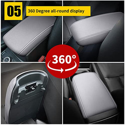 AOMSAZTO Grey Armrest Console Cover for Civic 2012-2015 Honda Middle Leather Arm Cover - color: Gray