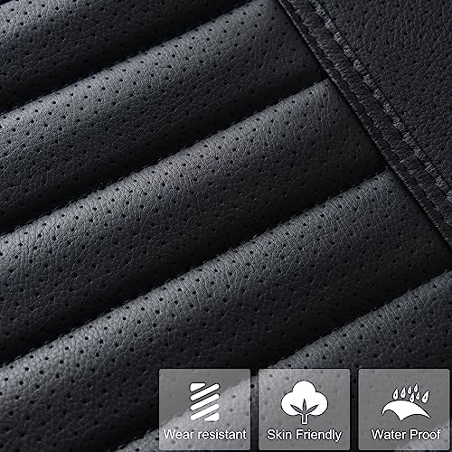 2pc Car Seat Covers, Luxury Car Protectors, Universal Anti-Slip Driver Seat Covers, Edge Wrapping Front Car Seat Covers with PU Leather(Black) - color: Black, size: 2x Front Seat Covers