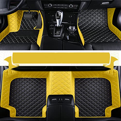 TAHALI Custom Colors Car Floor Mats Black Pink for 99.9% Sedan SUV Sports， All-Weather Liners Car Floor mat，Luxury Leather Automotive Floor Mats (Black and Yellow,3D Floor Mats) - color: Black and Yellow