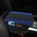 Bling Leather Car Center Console Cover, 12.2"×7.48" Crystal Rhinestone Automotive Arm Rest Cover with Side Pockets, Universal Vehicle Armrest Protector, Interior Car Accessories (Royal Blue) - color: Royal Blue