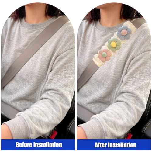 JDDRY 2PC Car Seat Belt Covers Pads,Seat Strap Pads,Auto Seat Belt Pad,Fit for Most Vehicles,Car Interior Accessories(Multi-Color Flower) - color: Multi-color Flower