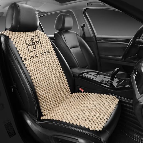 LACDL Beaded Car Seat Covers for Cars, Cooling Bead Seat Cover for Trucks & SUVs(headrest Removable only) - Auto Ventilated Seat Cooler Pad, Natural Wood Breathable Beads Sweat Protector, Burlywood - color: Bare Wood, size: Single Seat - 1Back+1Seat Separ