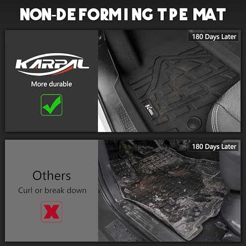 KARPAL Floor Mats for 2021-2025 2026 Jeep Grand Cherokee L (6-Seater w/o 2nd Row Center Armrest), All Weather TPE Custom Fit Floor Liners Car Mats Accessories, Cargo Liner & Backrest Mats - style: 2021-2026 | For Jeep Grand Cherokee L (6-Seat) | Full Set