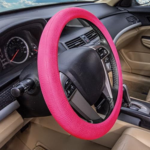 FH Group Universal Fit Silicone Snake Pattern with Massaging Grip Steering Wheel Cover fits most Cars, SUVs, Trucks, and Vans Magenta - color: Magenta
