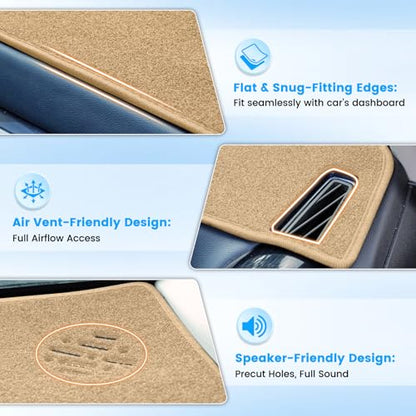 KUST Beige Dash Cover Compatible with Toyota Camry 2007-2011 Dashboard Cover Accessories for Camry Polyester Dashboard Mat Custom Fit Center Console Sunshield Protector No Glare - size: Camry 07-11(Beige)