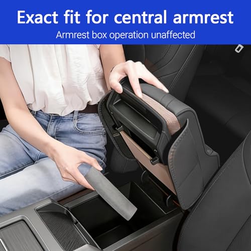 Upgraded Car Center Console Cover,PU Leather Car Armrest Cover Cushion Contains High Elasticity Sponge with Cup Holder,2 Storage Bags Tissue Box (Pink-A) - color: PINK-A