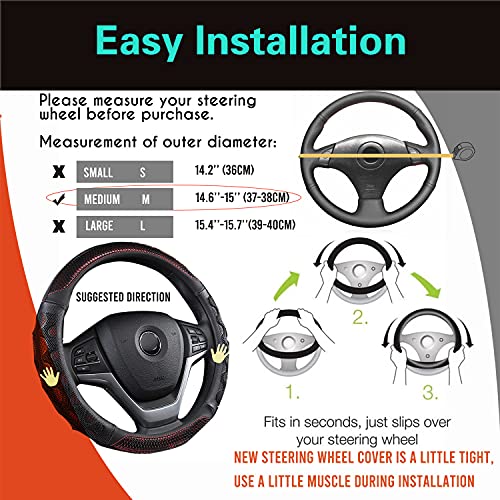 Steering Wheel Cover Great Grip with 3D Honeycomb Anti-Slip Design, Universal 14.5-15 Inch (Wine Red) - color: 1.Wine Red, size: Medium(Standard) Size[14 1/2''-15'']