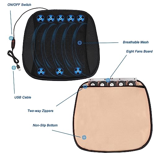 Universal Ventilated Car Seat Cushion with USB Interface Quick Cooling Three-Speed Adjustable Seat Cushion Suitable for All Car Seats, Home and Office Chairs (Style-B) - style: Style-B