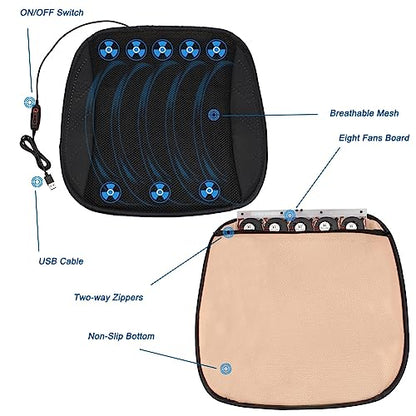 Universal Ventilated Car Seat Cushion with USB Interface Quick Cooling Three-Speed Adjustable Seat Cushion Suitable for All Car Seats, Home and Office Chairs (Style-B) - style: Style-B