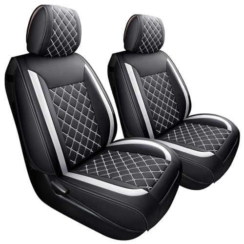 Tomatoman Tacoma Seat Covers Customized for 2005-2025 2026 Sport Double Cab SR V6 Pickup Truck, Waterproof Faux Leather Car Cushions(2 PCS Front, Black-White) - color: 2 PCS Front/Black-White
