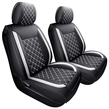 Tomatoman Tacoma Seat Covers Customized for 2005-2025 2026 Sport Double Cab SR V6 Pickup Truck, Waterproof Faux Leather Car Cushions(2 PCS Front, Black-White) - color: 2 PCS Front/Black-White