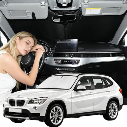 for BMW X1 E84 2011-2015 Windshield Sun Shade - 4 Layers Car Sunshades for Front Windows Shade Cover Custom Fit X1 E84 Sun Visor 250T Retractable Shade Blocks UV Rays Car Accessories - size: for BMW X1 E84 2011-2015