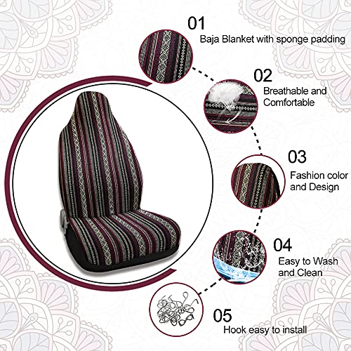 uxcell Universal Stripe Front Baja Bucket Seat Cover Saddle Blanket for Car SUV