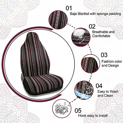 uxcell Universal Stripe Front Baja Bucket Seat Cover Saddle Blanket for Car SUV
