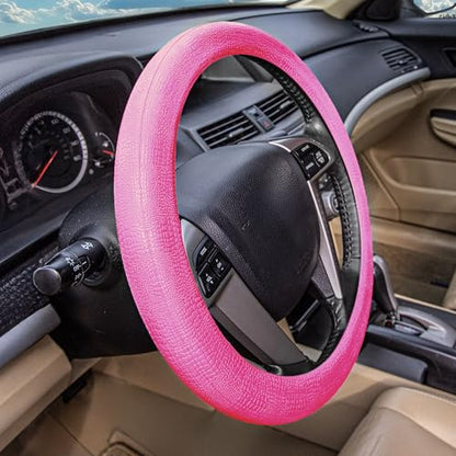 FH Group Universal Fit Silicone Snake Pattern with Massaging Grip Steering Wheel Cover fits Most Cars, SUVs, Trucks, and Vans Baby Pink - color: Baby Pink