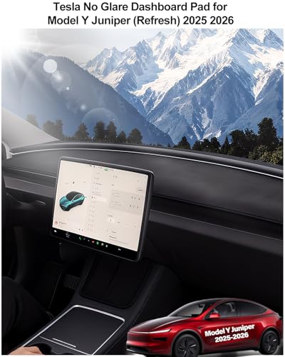 for Tesla Dashboard Cover Mat Model Y Refreshed Juniper Accessories 2025 2026 Interior Dash Mat Pad Anti-Glare & Sun Protection Center Console Model Y Suede Dash Vent Covers Black