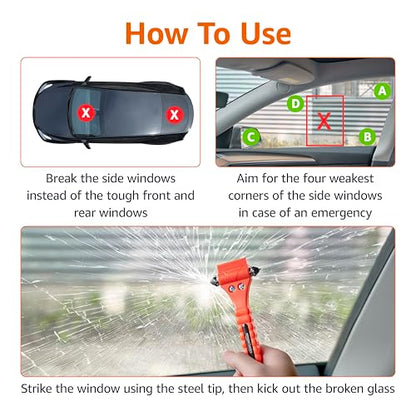 Amazon Basics Emergency Escape Tool, Window Breaker and Seatbelt Cutter, Car Safety Hammer with Protective Bracket, Bright Orange, 2 Pack, SW-835 - size: 2-Pack