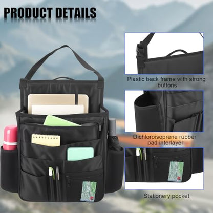 Car Front Seat Organizer, Multi-Pocket Vehicle Hanging Passenger Back Seat Storage Bag with Adjustable Straps, Automotive Interior Storage Organizer, Universal for SUV RV Truck