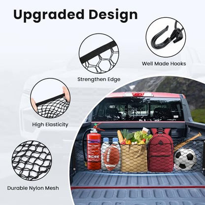 Canvcle Trunk Cargo Net for 2022-2025 2026 Ford Maverick Accessories Envelope Style Mesh Trunk Net Organizer and Storage Stretchable Adjustable Elastic Nylon Rear Cargo Netting with Hooks - style: for Ford Maverick