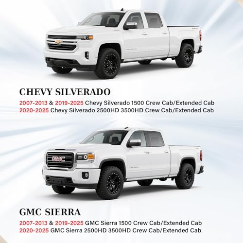 Coverado Chevy Silverado Oxford Rear Seat Covers, Fit for Chevy Silverado GMC Sierra 2007-2013 & 2019-2026 1500, 2020-2026 2500HD 3500HD Crew Double Extended Cab(Flat Rear, Gray)