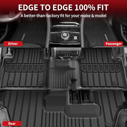 LASFIT Floor Mats for Jeep Grand Cherokee L 2021-2025 2026 7 Seat (NOT Fit for 6-Passenger) All Weather TPE Custom Fit Car Mats Floor Liners 1st & 2nd & 3th Row, Black - style: Grand Cherokee L 7-Seat 2021-2025 Floor Mats