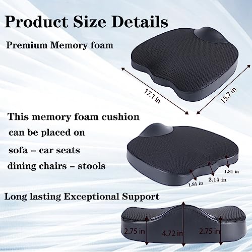 Decompression Cushion, Comfort Memory Foam Seat Cushion for Car Seat Drivers, Tailbone (Coccyx) Pain Relief Cushion, Office Chair Cushion (Gray) - color: Gray