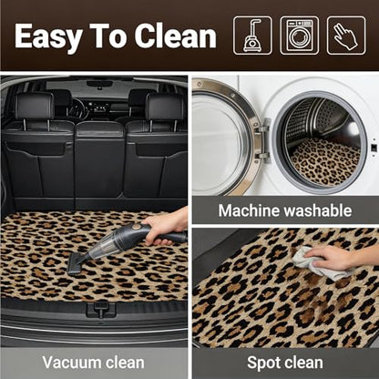 Automotive Floor Mats 5 Pcs, Universal Car Floor Mats, Leopard Print Cargo Liner, Car Accessory for SUVs/Sedan/Wagons, Durable Protective Mat, Trunk Liner for Families/Travel Enthusiasts - style: Bundle 5