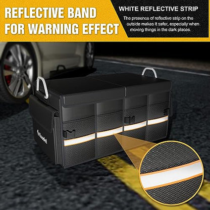 K KNODEL Car Trunk Organizer, Car Organizer With Lid, Heavy Duty Collapsible Trunk Storage for SUV, Truck, Cargo Trunk Organizer with Lid (Medium, Black) - size: Medium