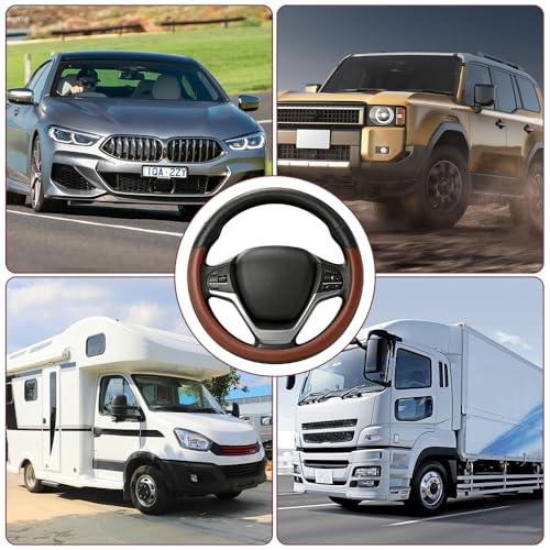 Car Steering Wheel Cover, Durable Leather Cover with Anti-Slip Lining, Microfiber PU Leather Elastic Steering Wheel Protector, Comfortable Non-Slip Steering Wheel Covers for Autos (Coffee) - color: Coffee