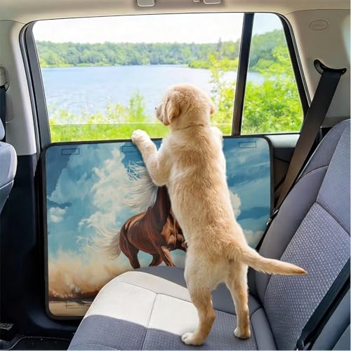 Horse Dog Car Door Protector Scratch Guard Waterproof Car Door Cover from Dog Scratching Pet Window Guard for Vehicle Truck SUV Universal Fit Machine Washable - color: Horse Print
