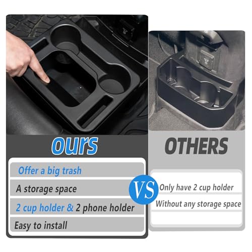 Trash Can with Cup Holder for Wrangler JL JLU & Gladiator JT, Large Rear Storage Organizer with Cup Holder & Phone Holder Multi-Function Jeep Accessories for Wrangler JL JLU & Gladiator JT 2018-2025