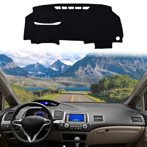Dashboard Cover Suitable for Honda Civic 2006 2007 2008 2009 2010 2011 Car Dashboard Cover Sun Visor Mat Non-Slip Polyester Dashboard Accessories (Black) - size: 2006-2011 For Honda Civic