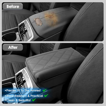 2022-2026 Santa Cruz Center Console Cover for Hyundai Santa Cruz (SE/SEL/Night/SEL Premium/SEL Activity/XRT/Limited), Cushion&Comfy Leather Armrest Cover 2025 Santa Cruz Accessories (Padded) - color: (for Santa Cruz) - Padded