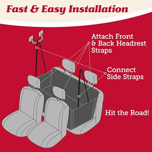 Lusso Gear Dog Car Seat Cover for Back Seat - 100% Waterproof Dog Hammock - Padded Headrest and Mesh Window - Passenger Compatible Rear Car Seat Cover - Fits Trucks, SUVs, Cars - color: Hammock