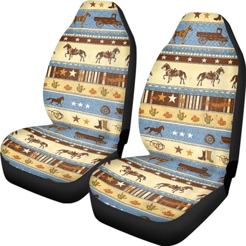 Car Seat Covers 2 Pcs Front Seats Only Interior Covers Fashion Auto Interior for Car Sedan Auto Truck SUV Easy to Install（Aztec Cowboy Print 83） - color: Aztec Cowboy Print 83