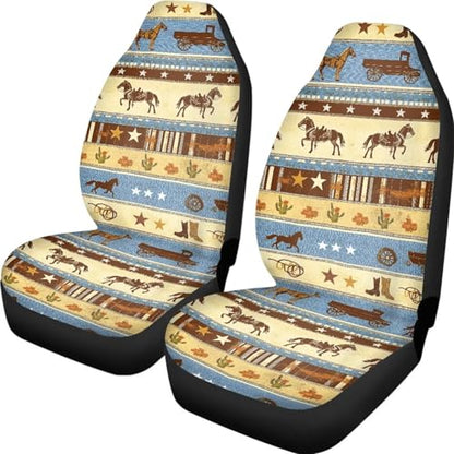 Car Seat Covers 2 Pcs Front Seats Only Interior Covers Fashion Auto Interior for Car Sedan Auto Truck SUV Easy to Install（Aztec Cowboy Print 83） - color: Aztec Cowboy Print 83