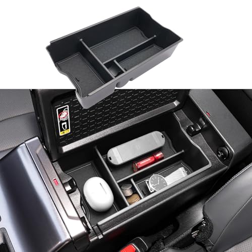 2026 RAV4 Center Console Organizer for Toyota R AV4 (LE/SE/XLE Premium/Woodland/XSE/Limited/GR Sport), Durable ABS Plastic&Anti-Slip Rubber Armrest Tray Insert 2026 RAV4 Accessories - color: Black-f